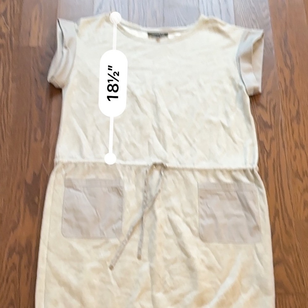 Lafayette 148 New York Grey Cotton Linen Drawstring Waist Pocket Dress Medium - Picture 11 of 11